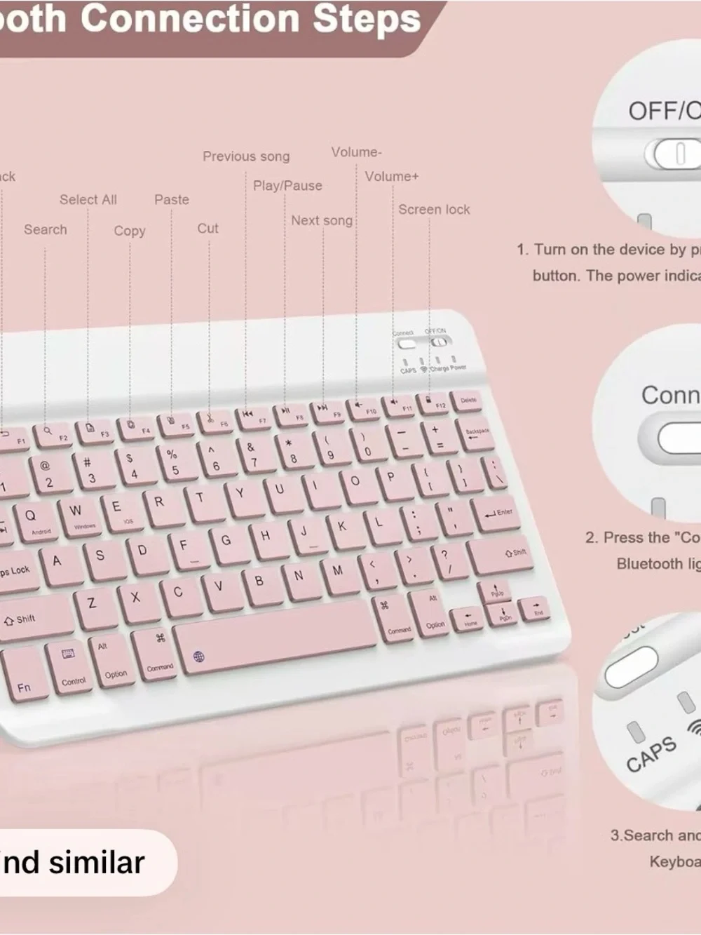 Bluetooth Wireless Keyboard-pink